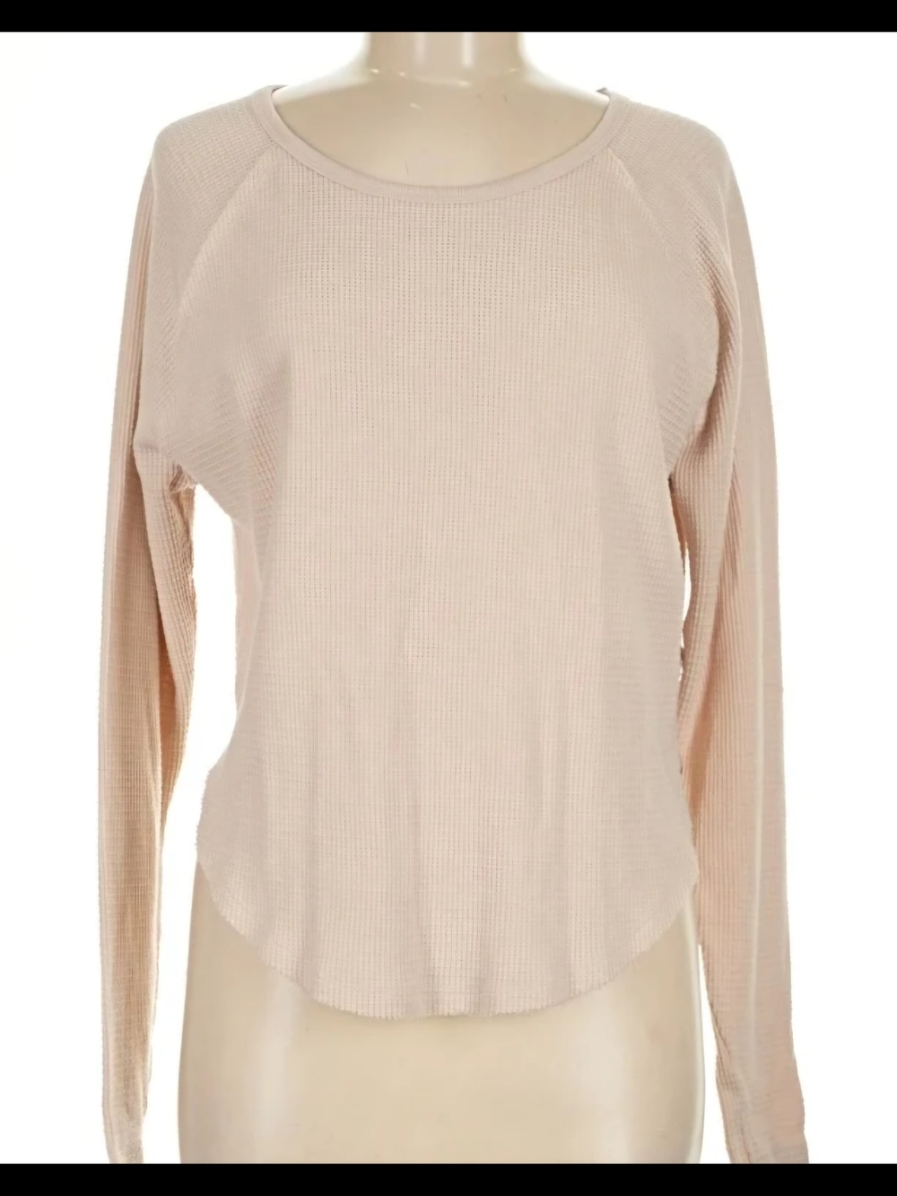 JoyLab Women's Long-Sleeve Waffle Knit Top - Cream Size XXL